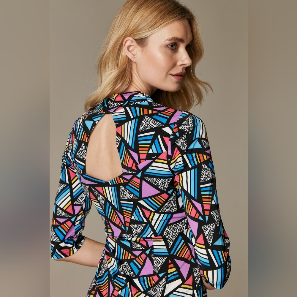 Jolie Moi UK 12 (US 8) Retro Twist Bodycon Royal Multi - Picture 4 of 12